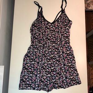 H&M floral romper, cross straps in the back